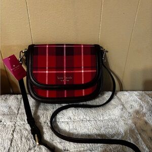 Kate Spade Black and Red Plaid Crossbody Bag